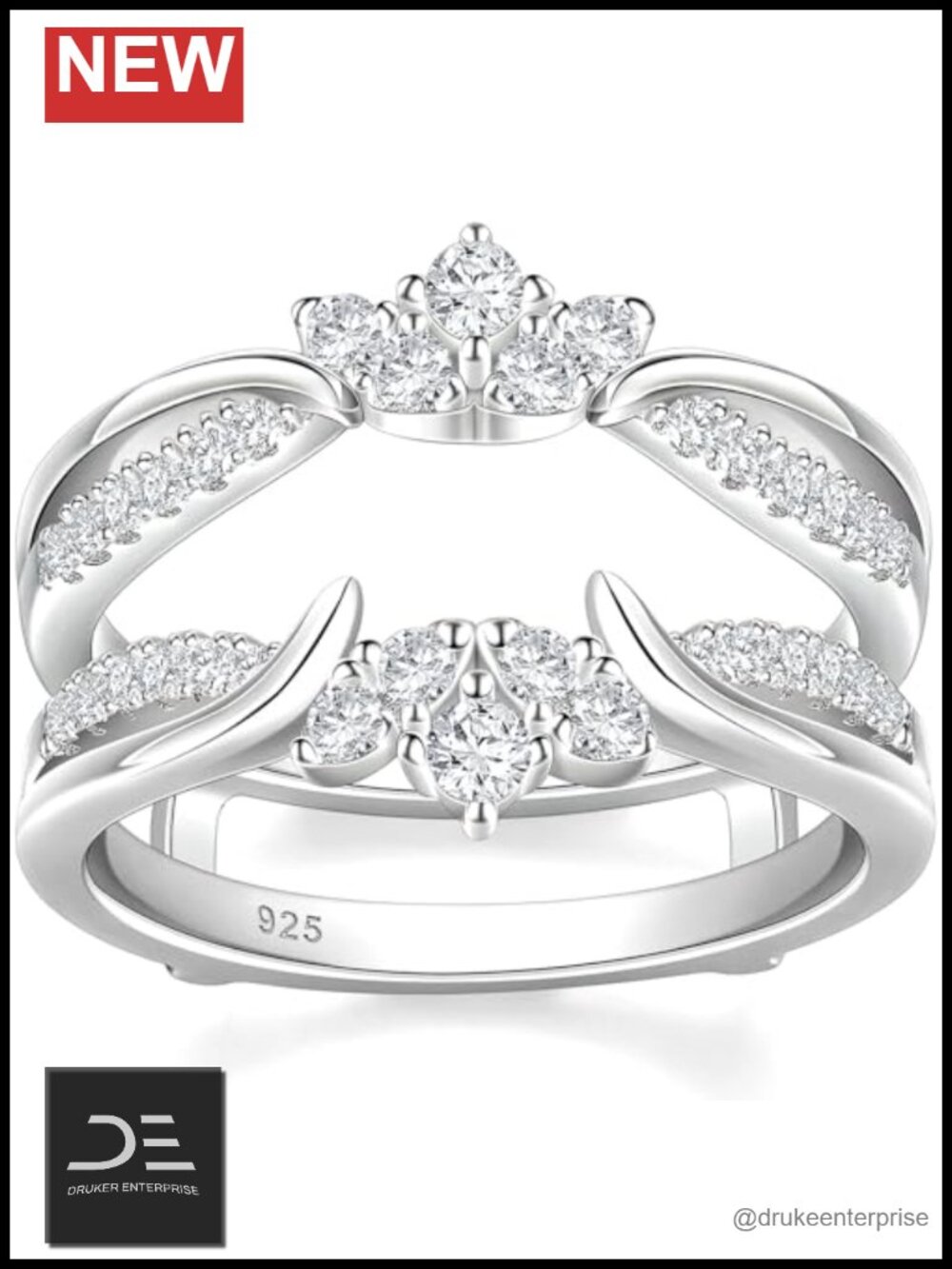 925 Sterling Silver Moissanite Ring Enhancer Wedding Engagement Band